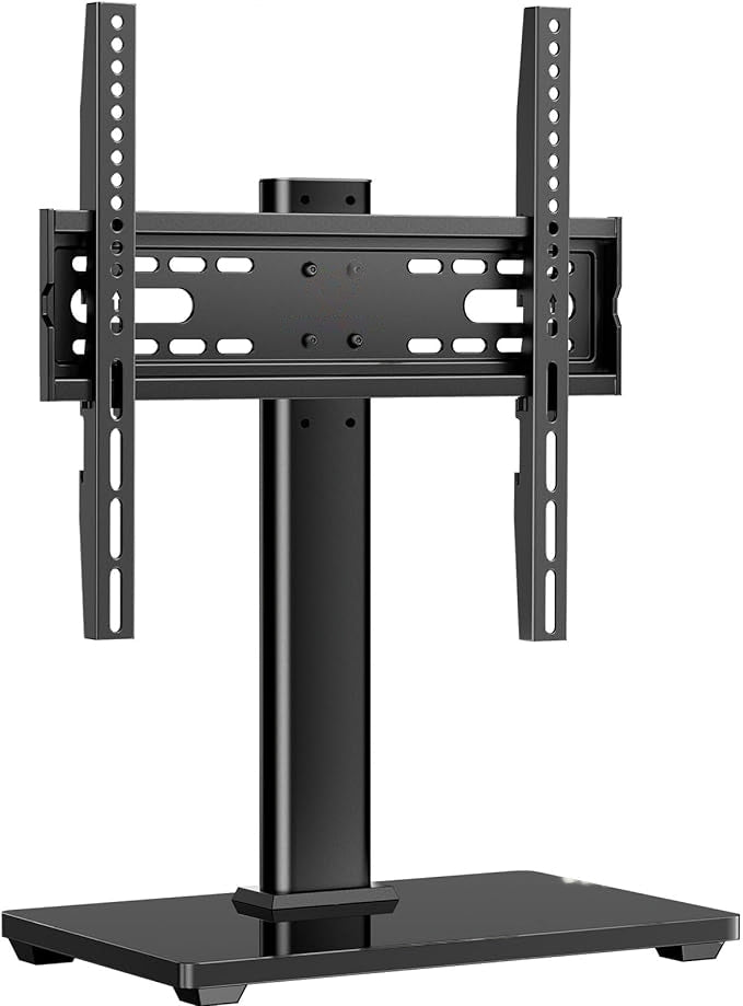 Universal TV Stand for 32-60 Inch LCD LED TVs - Height Adjustable TV Base with Tempered Glass, Wire Management