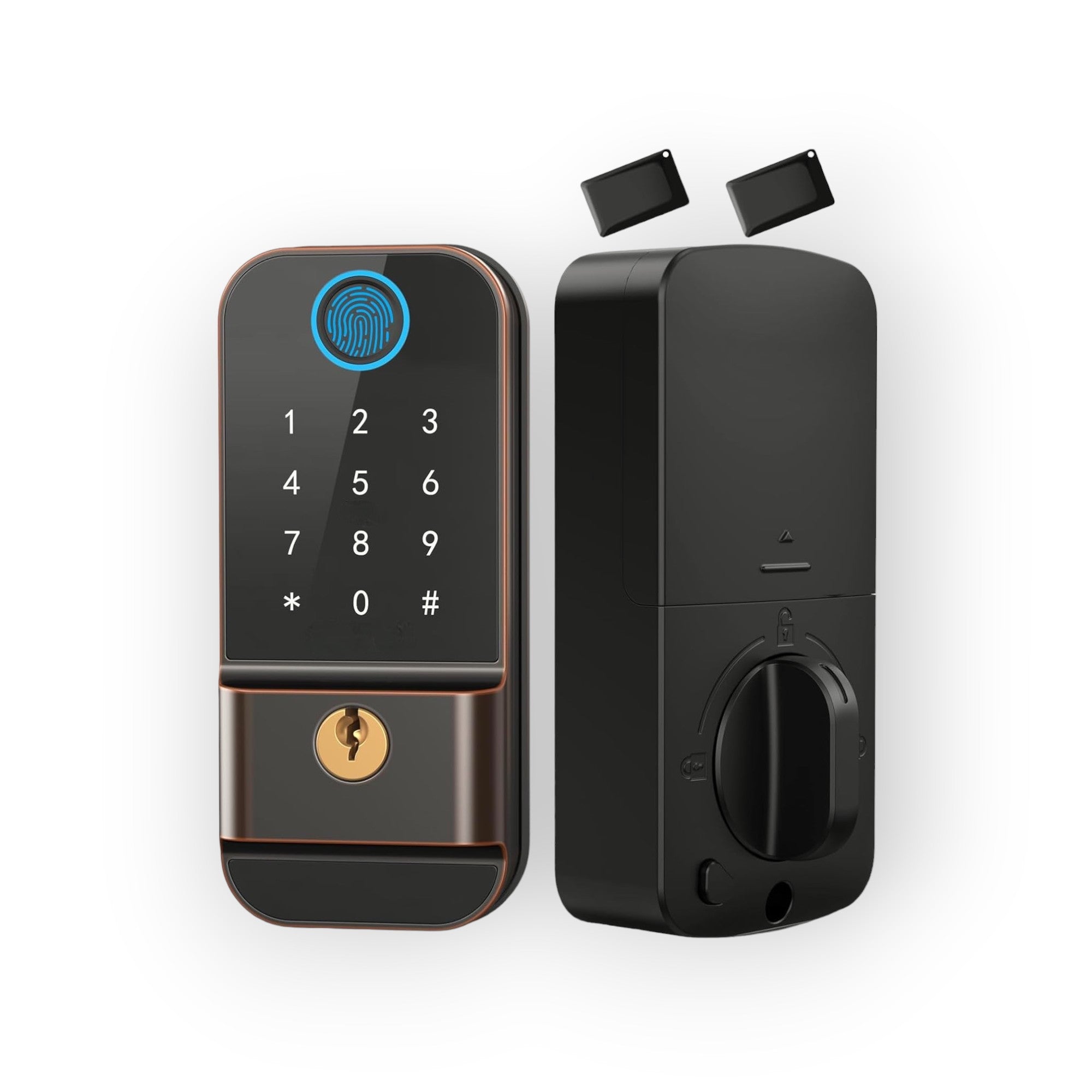 Keyless Entry Door Lock - Fingerprint Door Locks with Keypad - Electronic Digital Front Deadbolt Lock - Smart Combination Lock with Keys Fobs