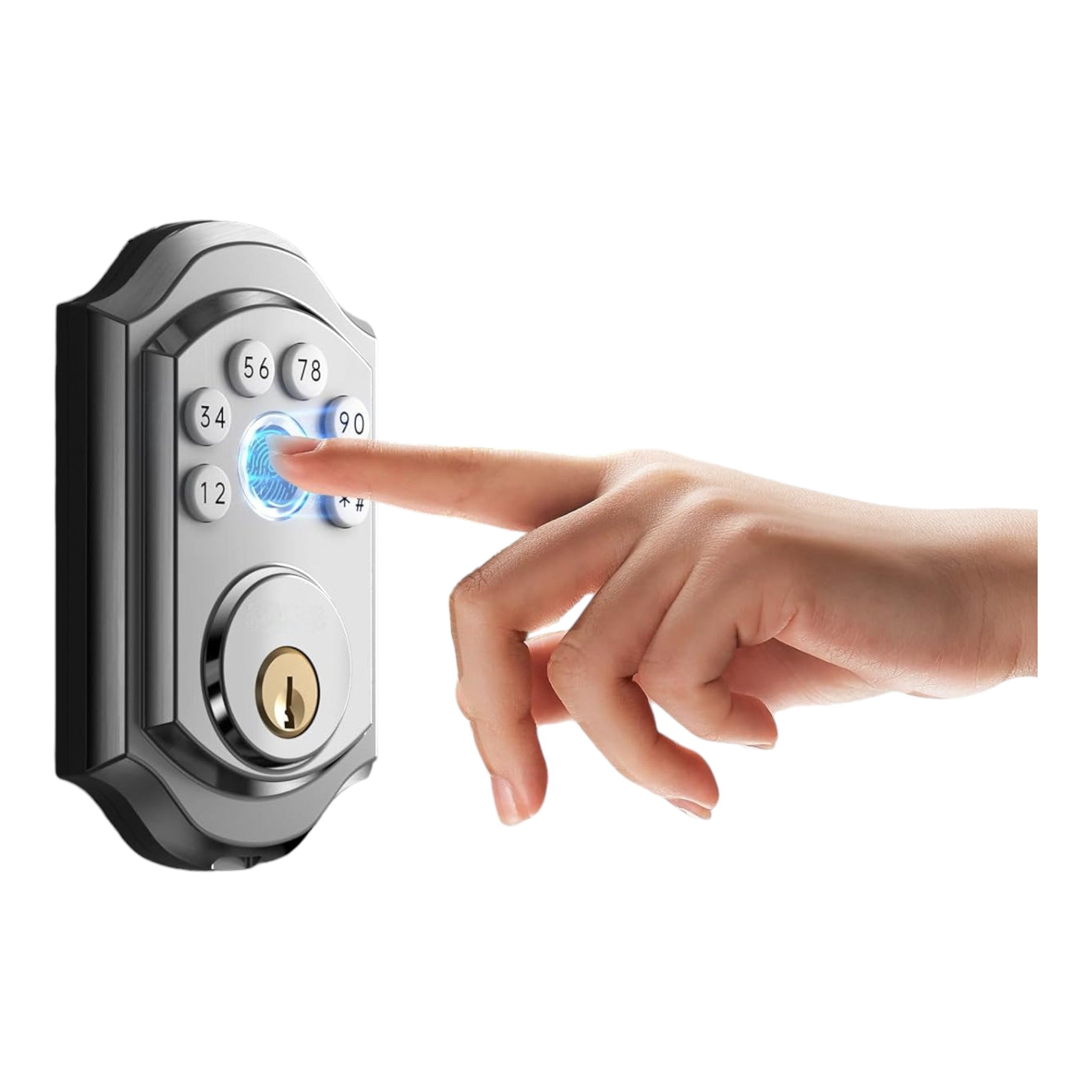 Smart Keyless Entry FrontDoor Lock with Fingerprint, Bluetooth, Keypad, App, Alexa, and Auto Lock for House or Apartment